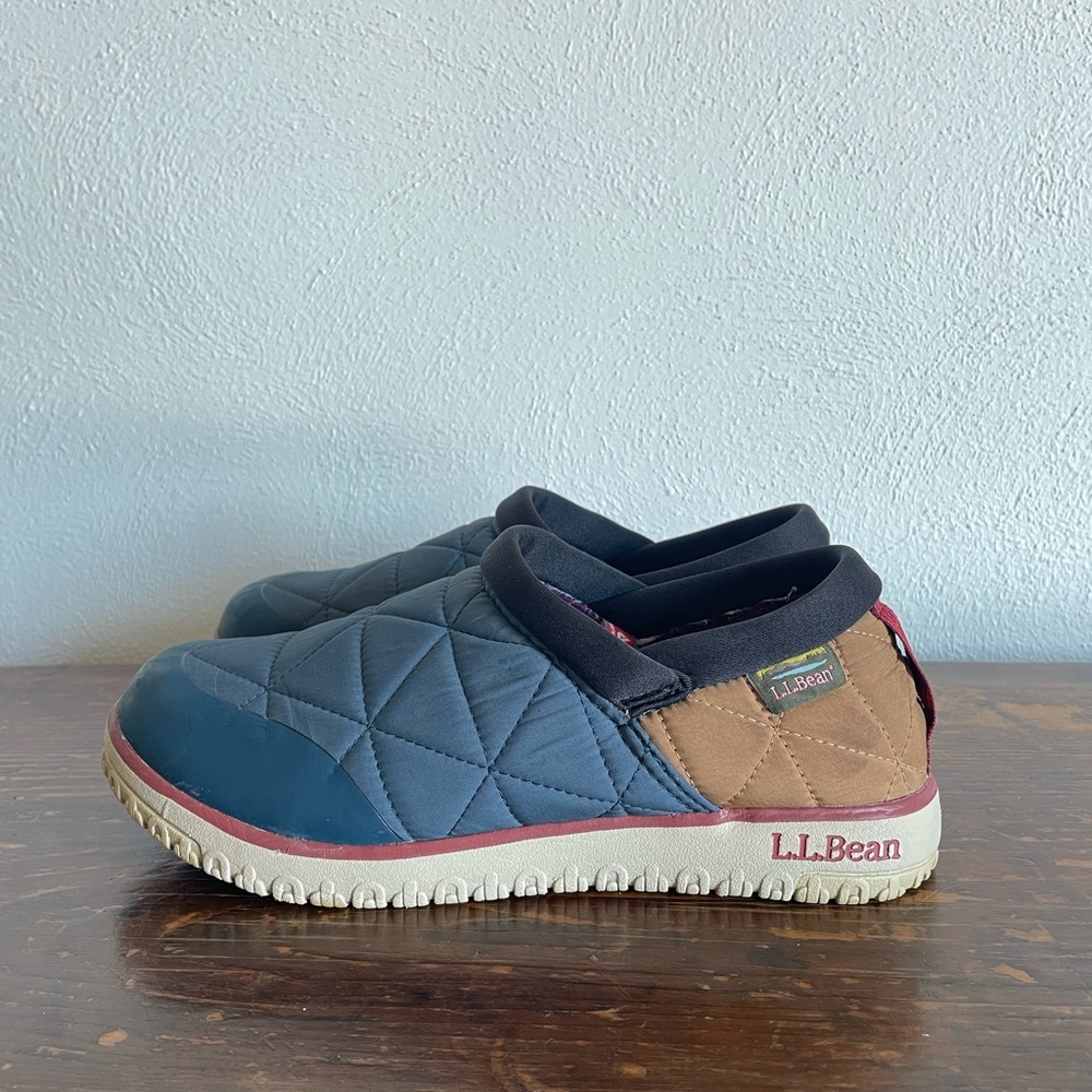 L.L. Bean Blue and Brown Quilted Slippers